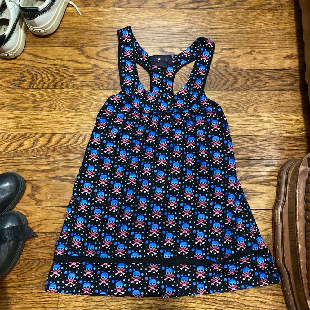 Black top with Colorful Skull Pattern